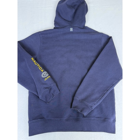 Vintage Nautica Jeans Company Sweatshirt Navy Hoodie Size M 90s - Picture 9 of 11